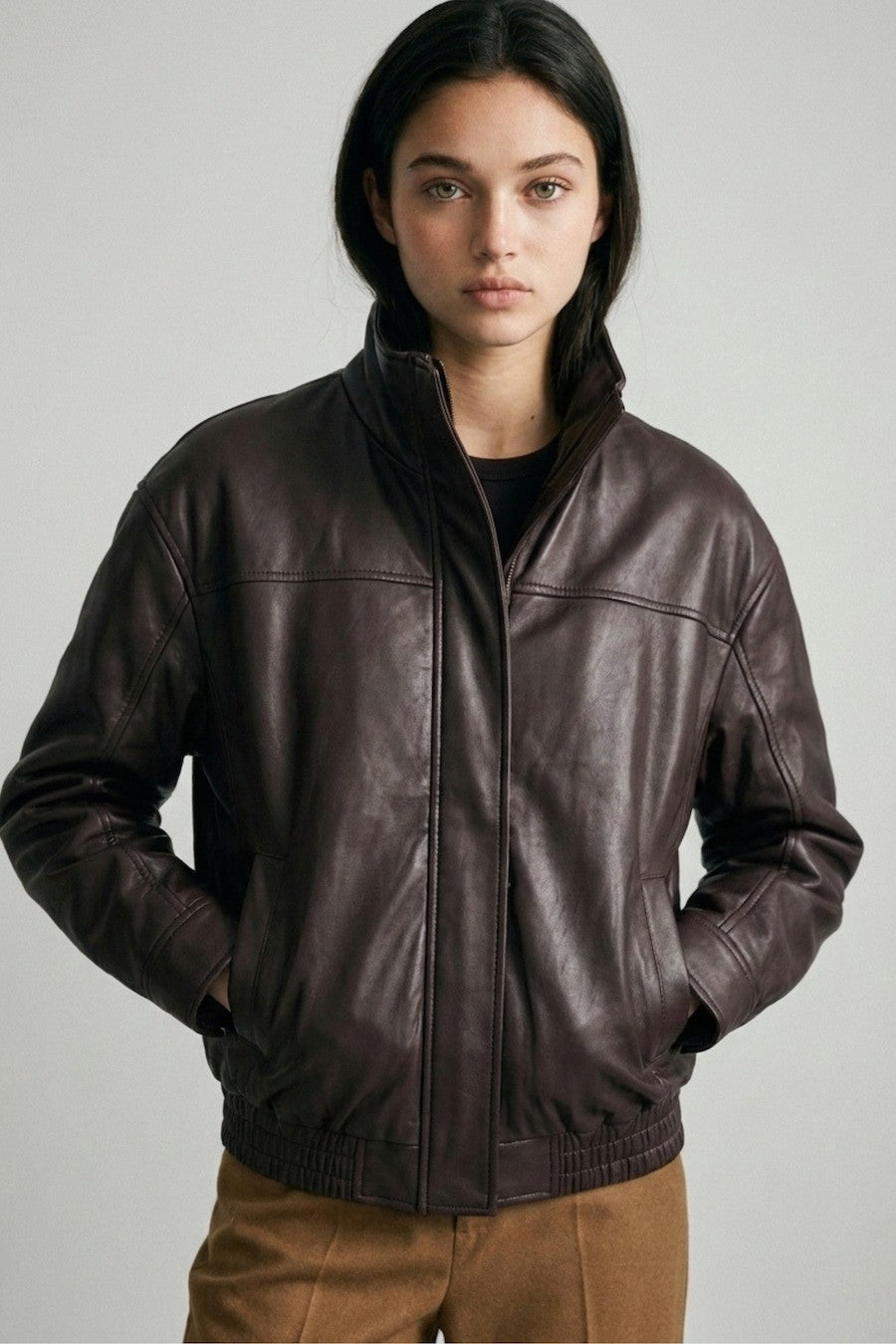 CHAQUETA BOMBER CUERINA