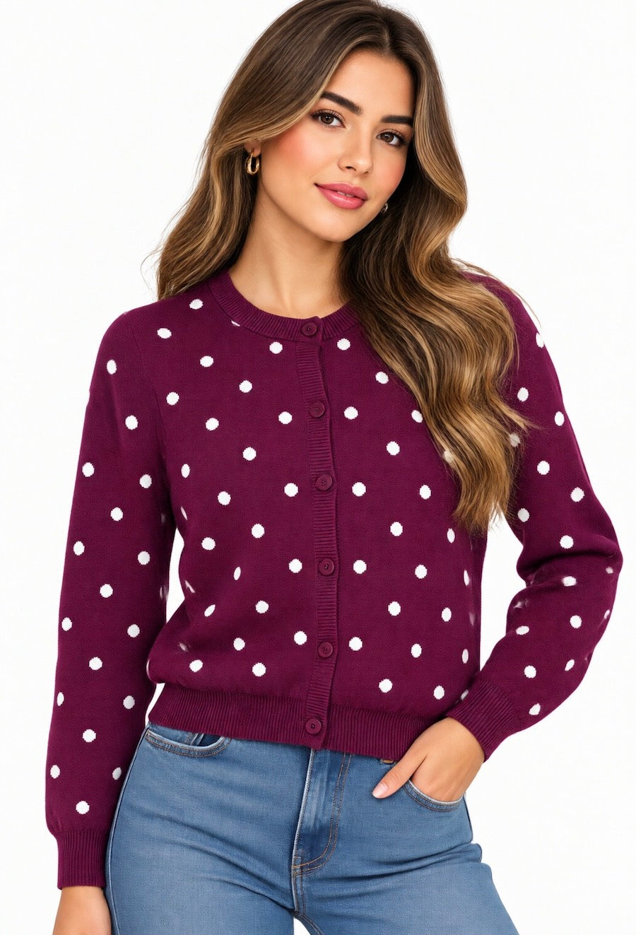 SWEATER TEJIDO LUNARES BLANCOS